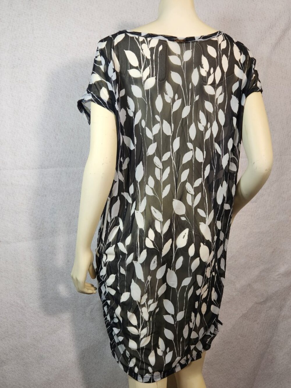 Anne Cole Swimwear Tunic Top Sheer Black White Short Sleeve L / XL NEW w Tags - Picture 3 of 13